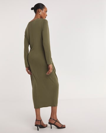 Jersey Model Ruched Seam Midi Dress