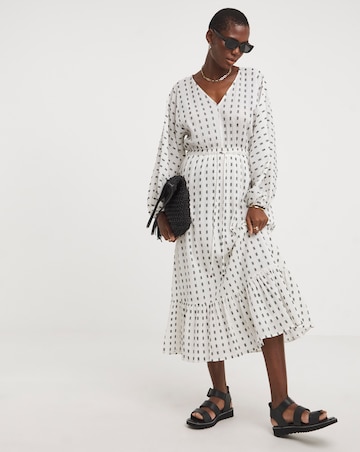 Cotton Dobby Balloon Sleeve Maxi Dress