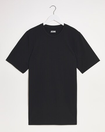 Pure Cotton Crew Neck T-Shirt Extra Long- Black