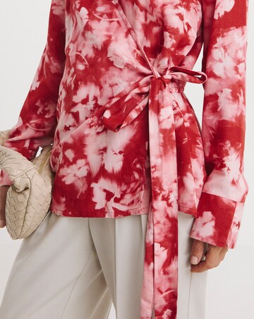 Printed Wrap Tie Cotton Shirt