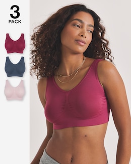 Pretty Secrets (3 Pack) Plain Comfort Tops (Fits Up To D Cup) Berry Multi