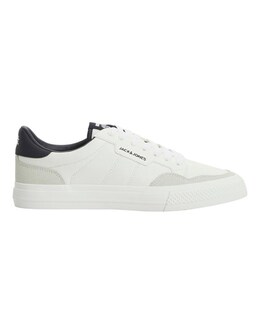 Jack &amp; Jones Faux Leather Logo Trainers - White/Navy