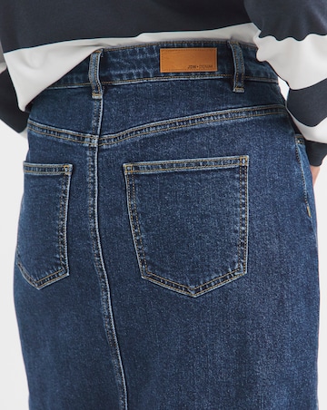 Mid Blue Over The Knee Denim Skirt