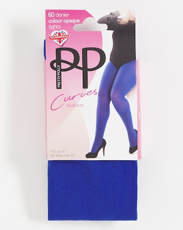 Pretty Polly Curves 60 Denier Plush Opaque Tights Blue