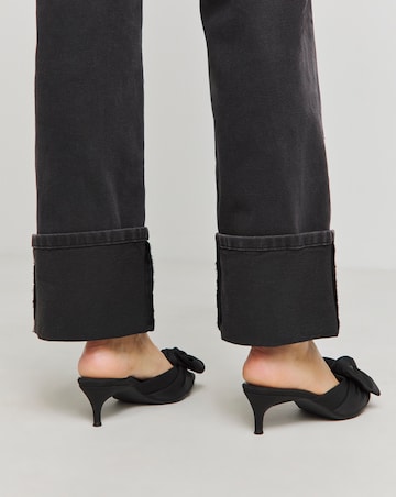Tia Pointed Bow Kitten Heel Mules - Extra Wide Fit (EEE)