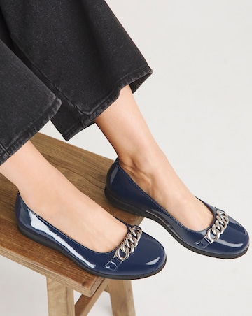 Heavenly Soles Marilyn Chain Trim Ballerina Extra Wide EEE Fit
