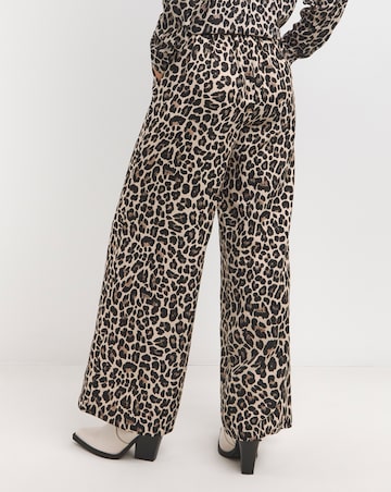 Animal Herringbone Wide Leg Pull On Trouser