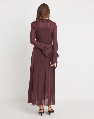 Mesh Ruffle Detail Maxi Dress
