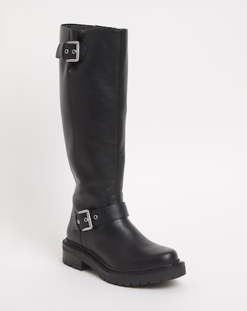 Eden Buckle Detail Knee High Boots - Wide Fit (E) & Curvy Calf