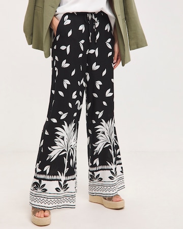 Spun Viscose Broder Print Wide Leg Trousers