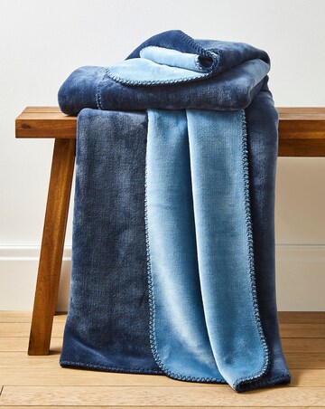 Two-Toned Fleece Throw with Stitched Edges