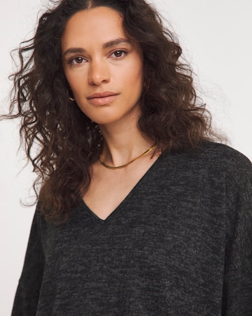 Black V Neck Soft Touch Longline Top