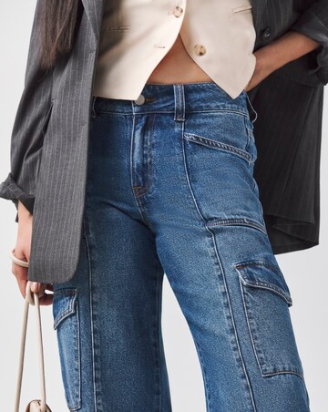 Blue Classic Cargo Wide Leg Jeans