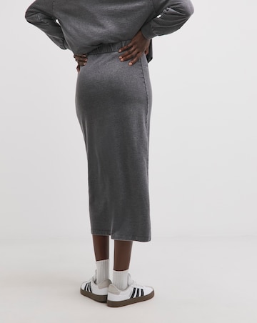 Grey Acid Wash Midi Skirt