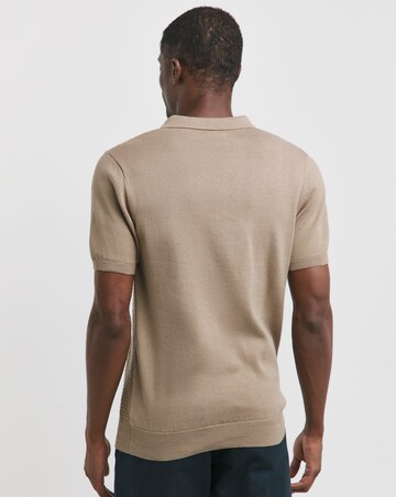 Stone Short Sleeve Textured Revere Knit Polo