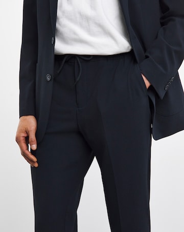 Navy Textured Smart Jogger Waistband Trouser