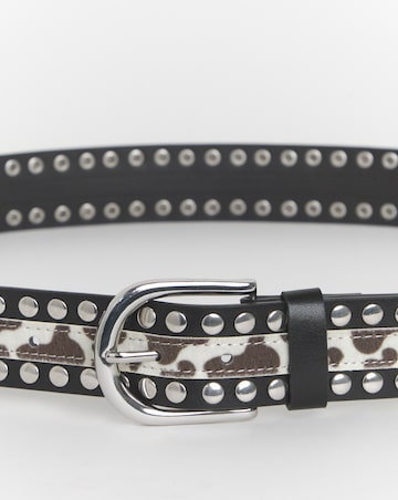 Faux Cow Ponyhair Studded Jeans Belt