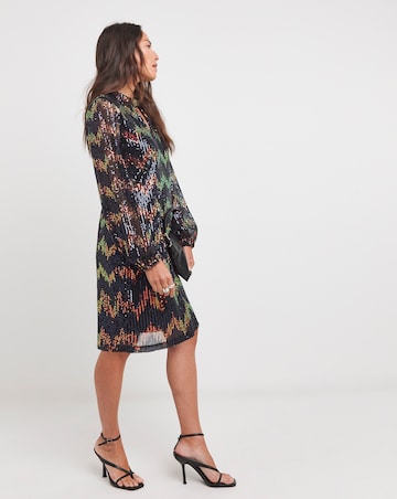 Ombre Sequin Keyhole Short Dress