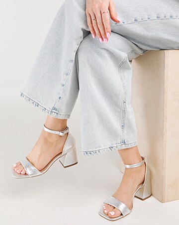 Rimona Metallic Barely There Block Heeled Sandals - Wide Fit (E)