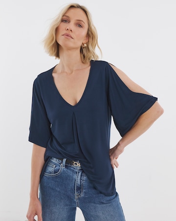 Split Sleeve V Neck Swing Top