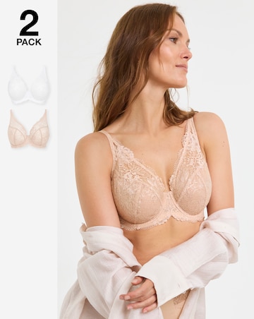 Pretty Secrets (2 Pack) New Ella Full Cup Wired Bras (C-J) Blush/White