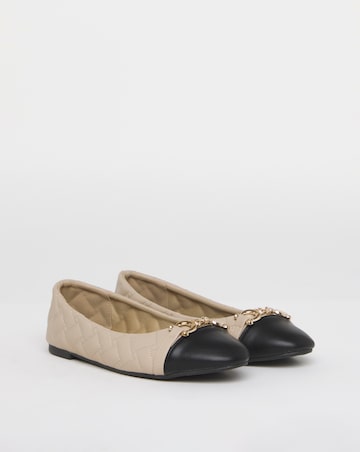 Ari Quilted Ballerinas With Trim - Extra Wide Fit (EEE)