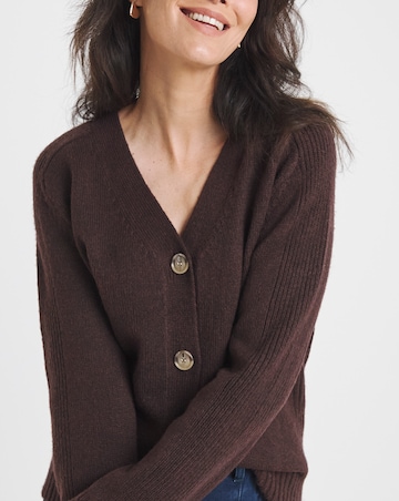 Blue V Neck Seam Detail Cardigan