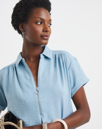 Zip Collared Tunic Dress