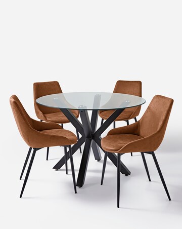 Bodie Black Dining Table with 4 Etta Faux Leather Chairs