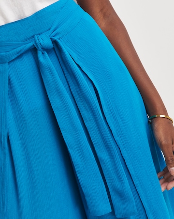 Turquoise Crinkle Wide Leg Wrap Trousers