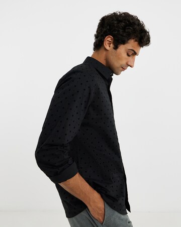 Flock Print Cotton Stretch Shirt