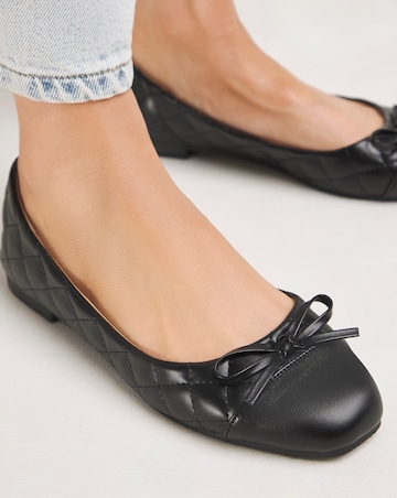 Paris Quilted Toe Cap Ballerina - Wide Fit (E)