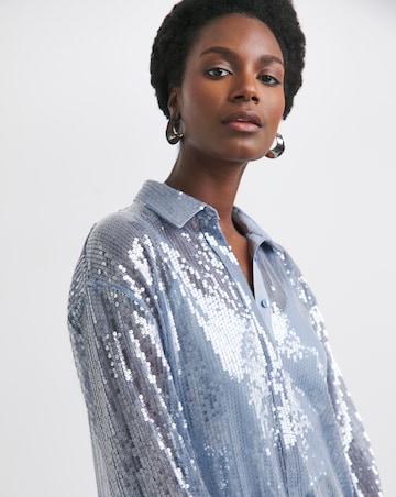 Sequin Relaxed Shirt - Blue