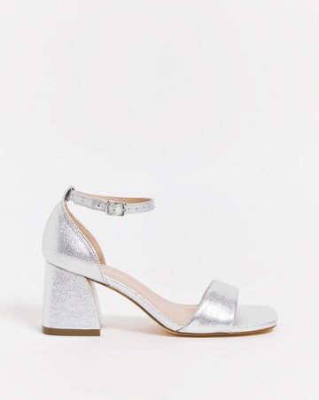 Rimona Metallic Barely There Block Heeled Sandals - Wide Fit (E)