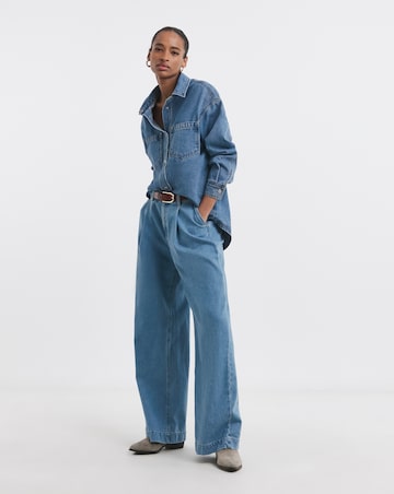 Pure Cotton Mid Blue Denim Shacket