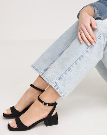 Amber Barely There Low Block Heel Sandals - Wide Fit (E)