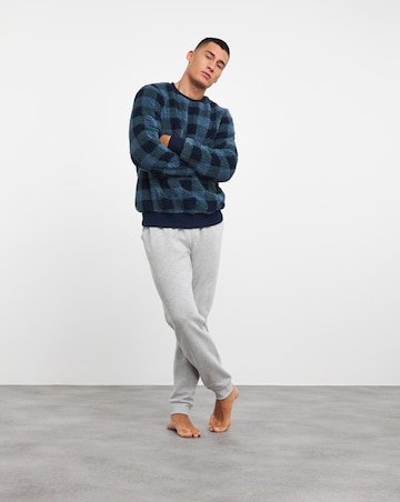 Borg Fleece Check Lounge Crew Jumper