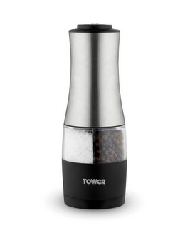 Tower Dual Electric Salt &amp; Pepper Mill - Stainless Steel, Black
