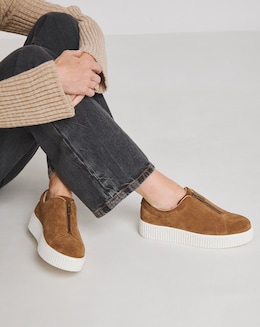 Meridian Zip Up Leather Trainer - Wide Fit (E)