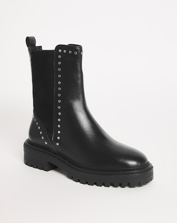 Leather Elasticated Boot With Stud Detail EEE Fit