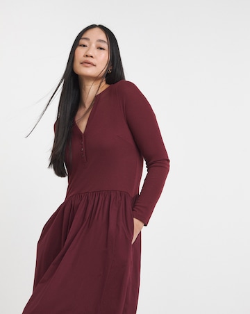 Poplin 2 in 1 Long Sleeve Henley Dress