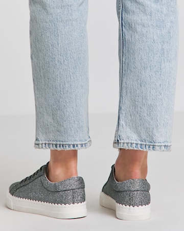Janey Scalloped Edge Lace Up Trainer Extra Wide EEE Fit