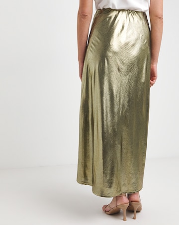 Gold Metallic Jersey Maxi Skirt