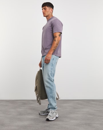 Relaxed Fit Acid Wash T-Shirt- Mauve