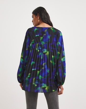 Joanna Hope Pleated Keyhole Blouse