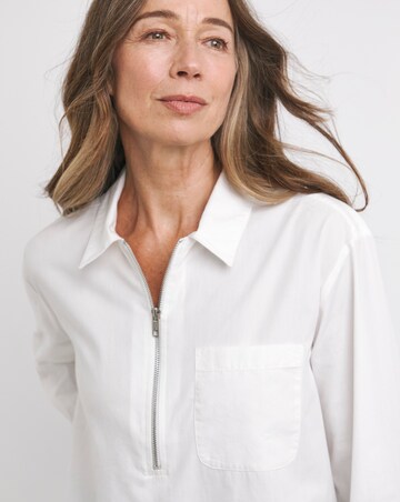 Cotton Poplin Zip Detail Shirt