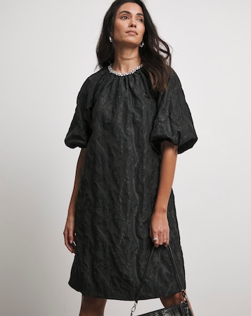 Joanna Hope Jacquard Shift Dress With Diamante Trim