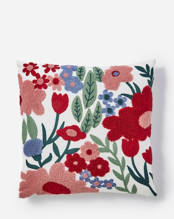 Eva Boucle Emboridered Floral Cushion