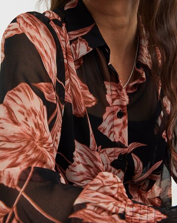 Printed Georgette Volume Sleeve Shirred Cuff Shirt