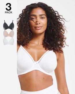 Pretty Secrets (3 Pack) New Claire Cotton Moulded Full Cup Wired Bras (B-E)